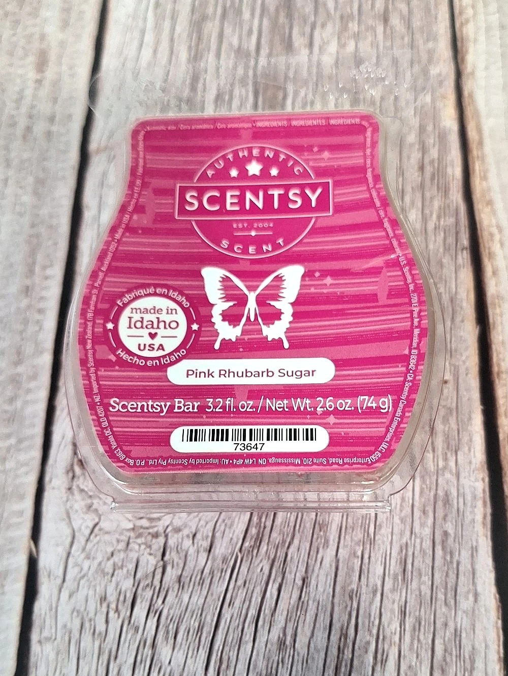 Scentsy Pink Rhubarb Sugar Pink Wax Bar NWT